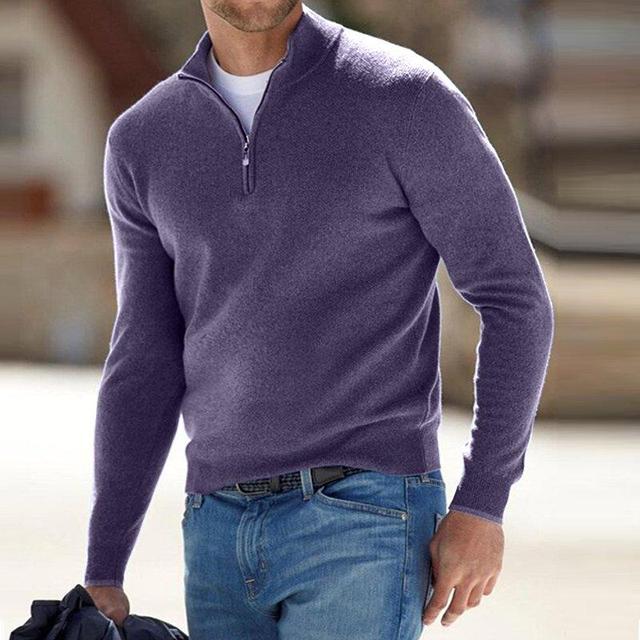 William | Men’s Sweater V-Neck With Zipper Smooth Design 6
