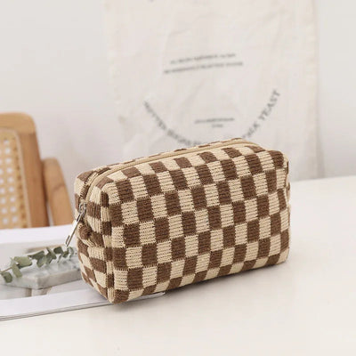 Women’s Makeup Bag Checkered Design Zipper 6