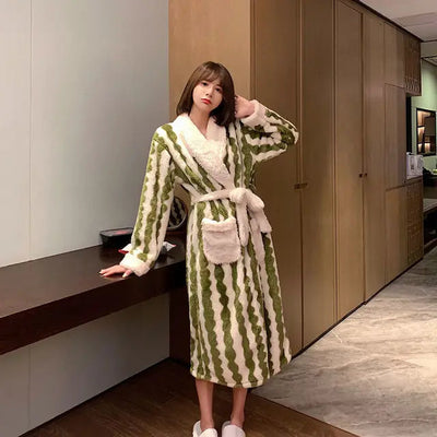 Zoe | Women's Oversized Velvet Bathrobe in Coral Fleece 3