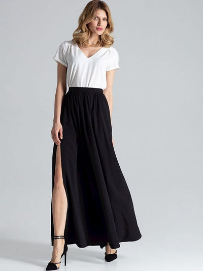 Variant image for Women's Black Maxi Skirt High Split 100% Polyester-1