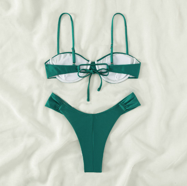 Women's High Leg Bikini Set Adjustable Straps-5
