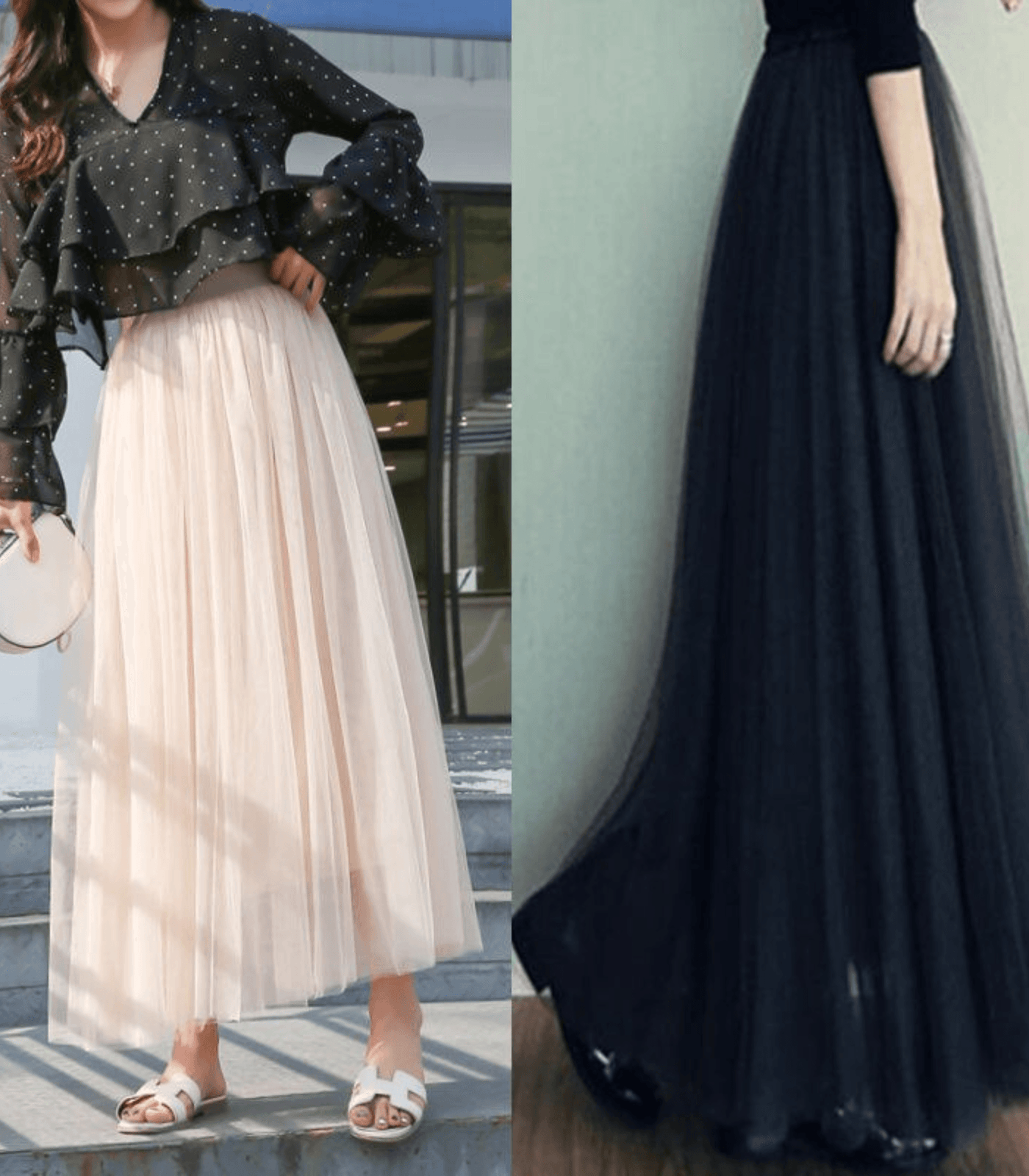 Women's Ankle Length Tulle Skirt Layered Mesh-5