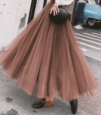 Women's Ankle Length Tulle Skirt Layered Mesh-2