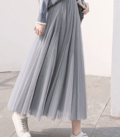 Women's Ankle Length Tulle Skirt Layered Mesh-4