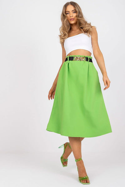 Variant image for Women's Green Midi Skirt High Waist 100% Polyester-1
